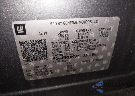 2020 Buick Enclave Fwd Essence from USA, damaged, VIN 5GAERBKW5LJ181962